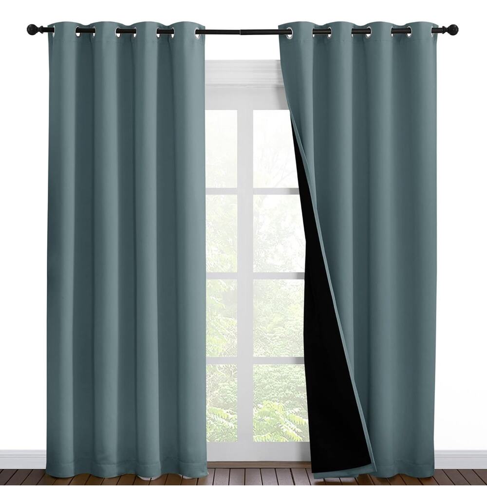 100% Blackout Curtains 86 inches Long, Pair of Energy Smart & Noise Blocking Out
